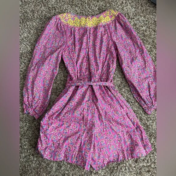 J. Crew Embroidered Romper in Pink Vines Block Print Sz 2 - Picture 10 of 11